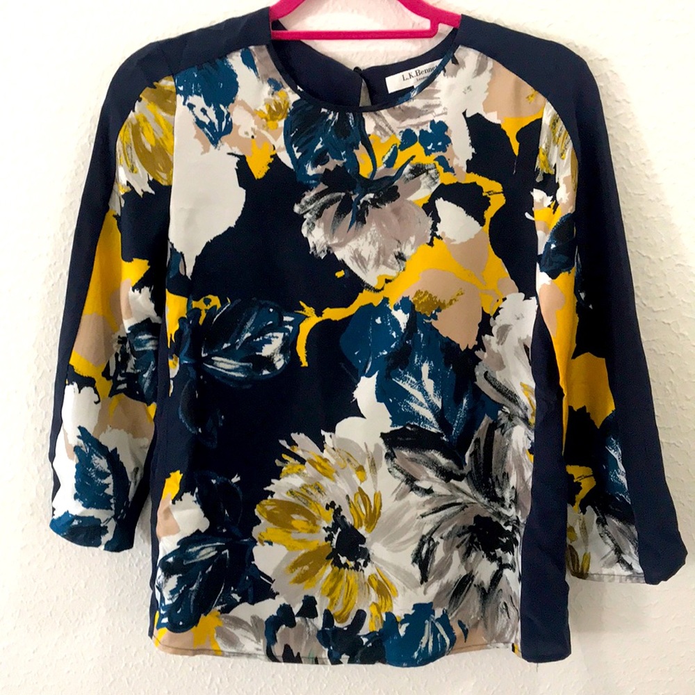 L.K. Bennett london blouse silk floral size 4